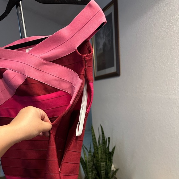 Super down Elegant Pink and Red Bandage Dress size M - Picture 6 of 9